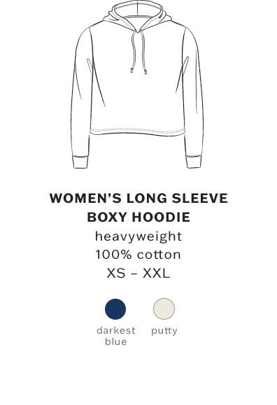 women's long sleeve boxy hoodie heavyweight